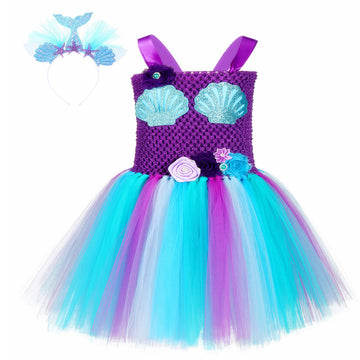 Sirena Tutu Vestido con Diadema de Color Púrpura para Niñas